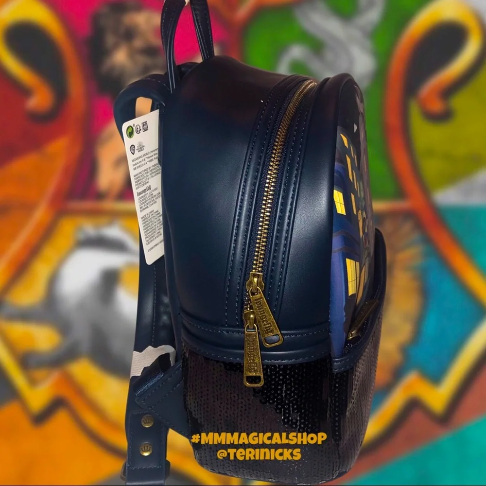 Loungefly Harry Potter Diagon Alley Sequin Mini Backpack and Matching Wallet - Picture 4 of 8